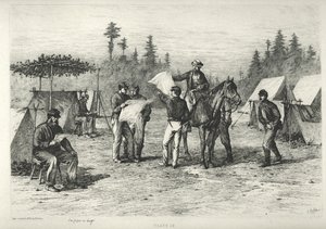 Kranten in het kamp door Edwin Austin Forbes